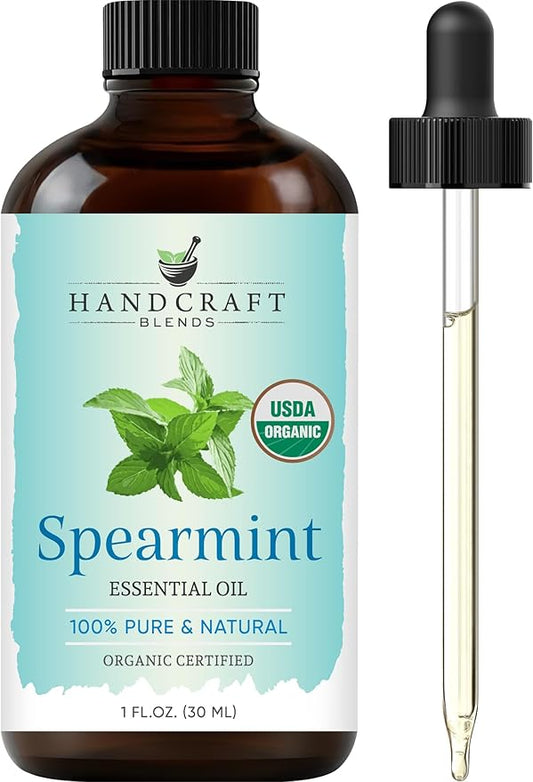 Handcraft Blends Organic Spearmint Essential Oil – 1 Fl Oz – 100% Pure and Natural – Premium Grade Essential Oil for Diffuser and Aromatherapy HandcraftBlends