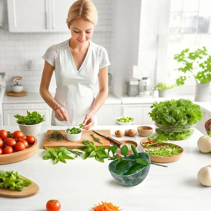 Herb Stripping Bowl with 4 Different Holes Efficient Leaf Removal Tool for Parsley Cilantro Vegetables Durable Resin Kitchen Gadget Veggie Herbs Stripper Imitation Ceramic Pottery Design - Bloomnest