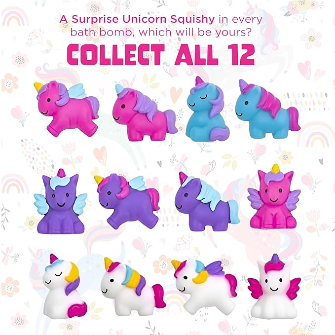 Unicorn Bath Bomb for Girls with Surprise Squishy Toys Inside by Two Sister - Large Bubble Bombs for Kids - Moisturizes Dry Sensitive Skin, Releases Color, Scent, Bubbles - Ideal Gift by Two Sisters - Bloomnest