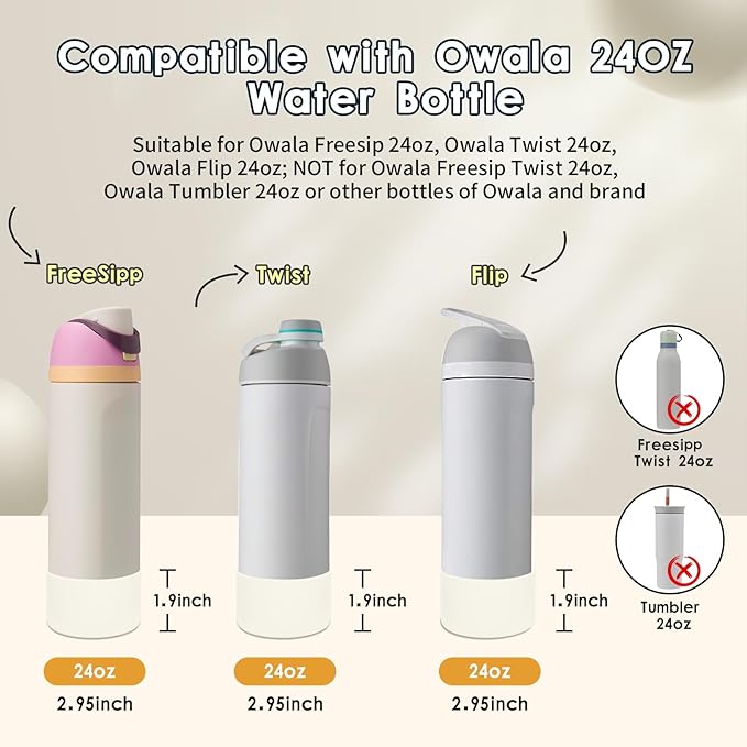 2PCS Silicone Water Bottle Boot, Compatible with Owala 24oz 32oz 40oz, Protective Anti-Scratch & Anti-Dent No Noise Sleeve Cover for FreeSip/Twist/Flip Water Bottles (Daybreak, 24oz) BKBY