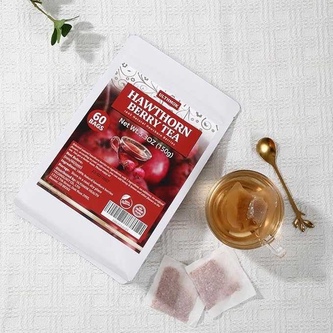 Premium 60 Hawthorn Berry Tea Bags, Made with 100% Natural Hawthorn Berries, Aid Digestion & Provide Antioxidants, No Additives & Caffeine Free. - Bloomnest