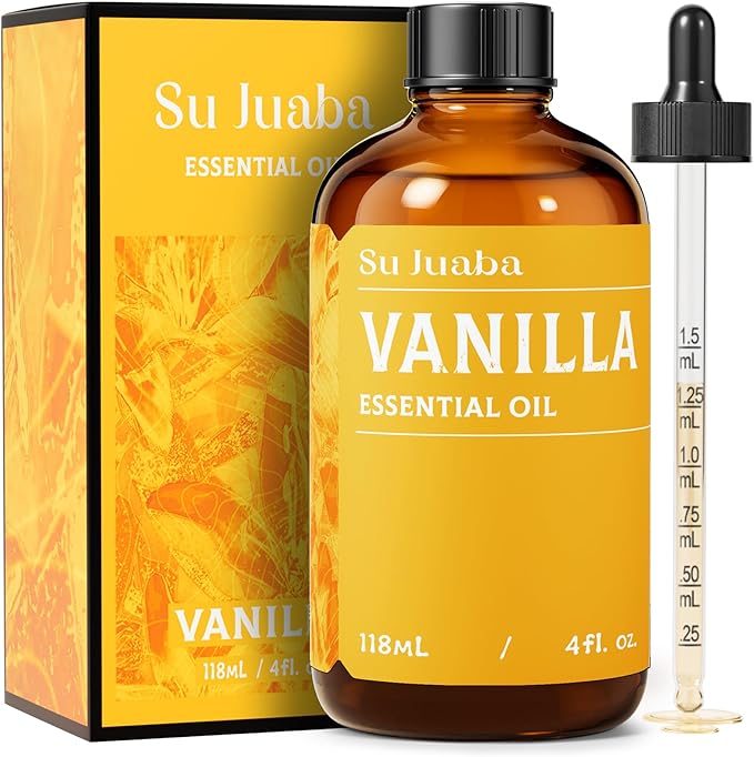 SU JUABA Vanilla Essential Oil 4 Fl Oz, 100% Natural Aromatherapy Oil for Diffuser, Skin,Fragrance Candle,Soap Making - 118ML Bloomnest