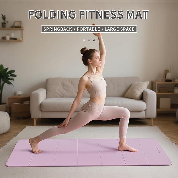 7-Fold Yoga Mat 70"x24" - 1/2 Inch Thick Folding Exercise Mat, Compact Non-Slip TPE Mat for Travel, Storage, Yoga & Home Gym, Lightweight & Portable - Bloomnest