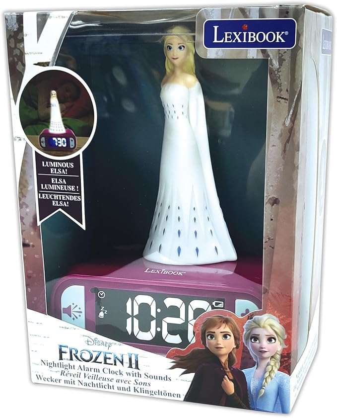 LEXiBOOK - Disney Frozen 2 Elsa Digital Alarm Clock for Kids with Night Light and Snooze, Childrens Clock, Luminous Elsa, Frozen Sound Effects, Blue Colour - RL800FZ - Bloomnest