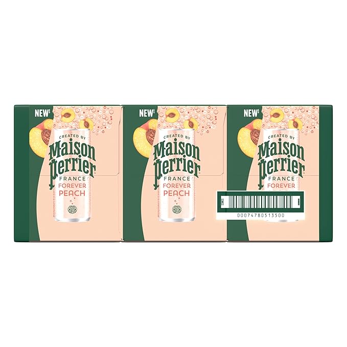 Maison Perrier Forever Peach Flavored Sparkling Water, 11.15 Fl Oz Cans, 8 Count, 3 Pack - Bloomnest