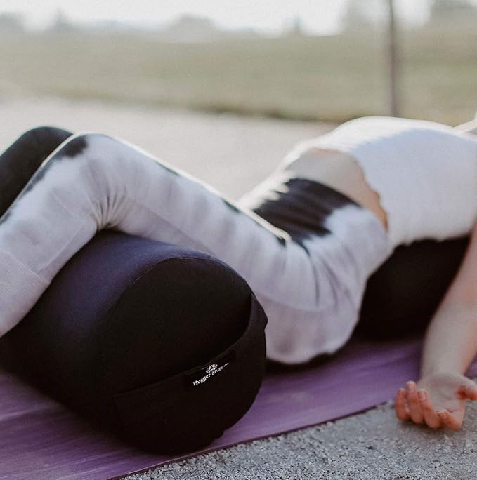 Hugger Mugger Round Yoga Bolster - Firm Round Shape, Higher Profile, Great Under Knees, Soft Support, Handmade in The USA - Bloomnest