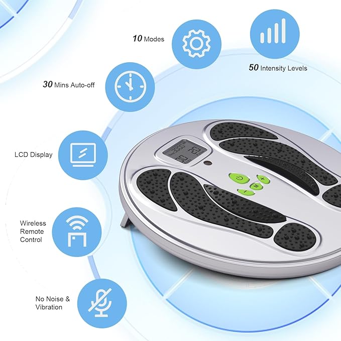 FDA Cleared - EMS Foot Massager for Neuropathy & Pain Relief, PMS/TENS Foot Leg Stimulator for Circulation & Muscle Relaxation, Electric Feet Massager for Neuropathy, Gifts for Family Dad Mun Elder - Bloomnest