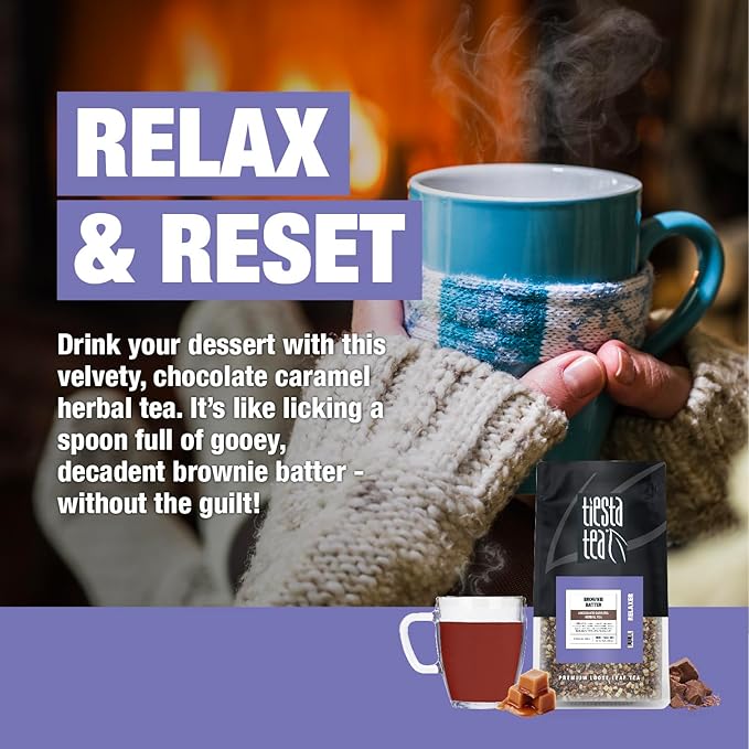 Tiesta Tea - Brownie Batter, Loose Leaf, Chocolate Caramel Herbal Tea, Non-Caffeinated Blend, Make Hot or Iced & Brews Up to 140-200 Cups, 16 oz Resealable Bulk Pouch - Bloomnest