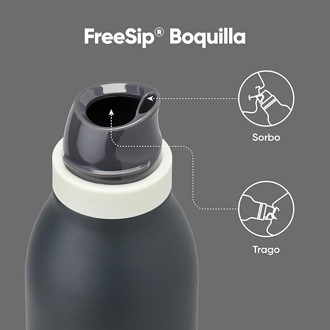Owala FreeSip Twist Insulated Stainless Steel Water Bottle with Straw for Sports and Travel, BPA-Free, 24-oz, Blue/Grey (Foggy Tide) Owala