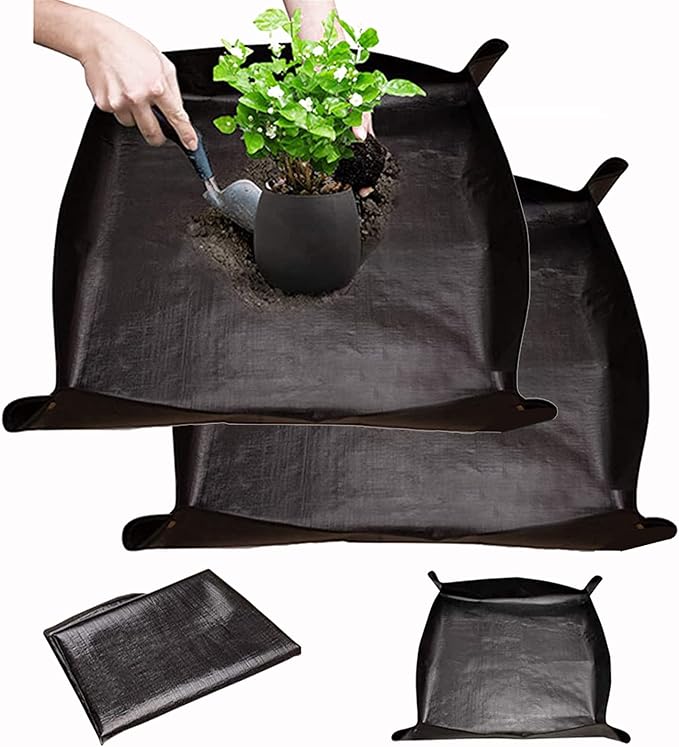 BIUWING 2PCS 39.4" x 39.4" Large Plant Repotting Mat Waterproof Transplanting Mat Indoor Plant Potting Mat Portable Gardening Mat Foldable Garden mat - Bloomnest