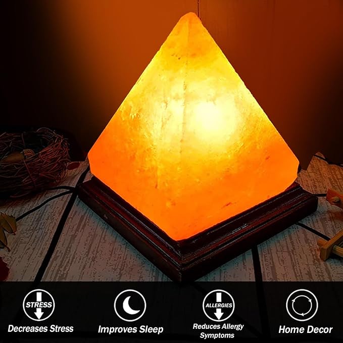 Himalayan Salt Lamp Rock Salt Lamp USB RGB 7 Colors Changing Hand Carved Pyramid Saltstone with Wood Base for Home Decoration Gift - Bloomnest