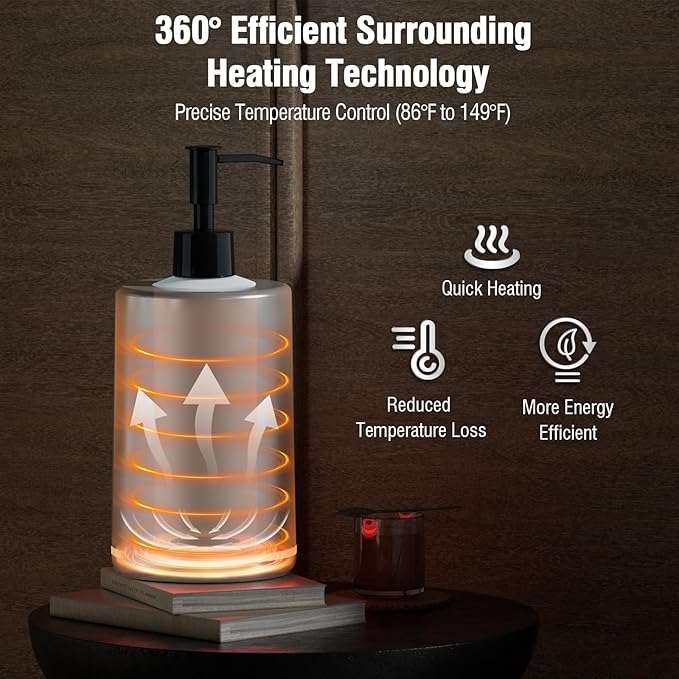 Massage Oil Lotion Warmer, Massage Oil Heater for SPA Massage Therapy and Personal Use, Portable Body Oil Warmer Dispenser with Two Massage Bottles, Adjustable Temperature(86-149°F), Silver - Bloomnest