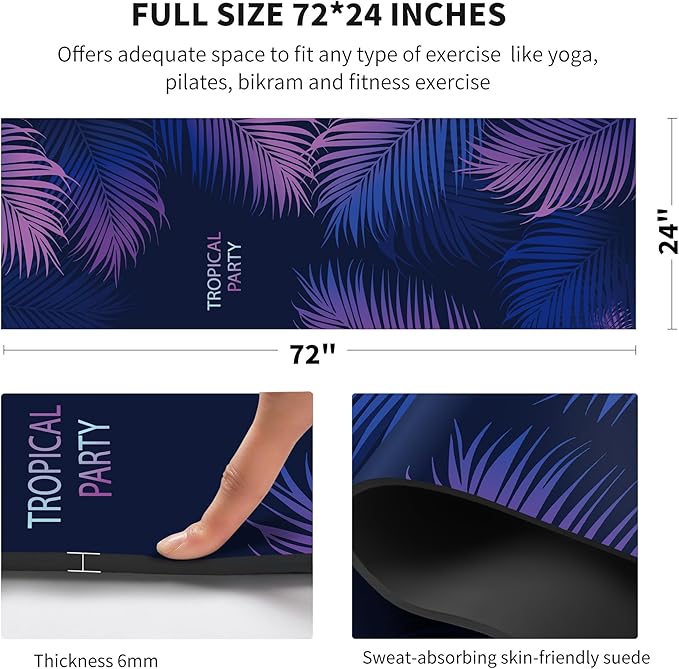 nuveti Yoga Mat Print Extra Thick TPE Non Slip Fitness Exercise Mat with Carrying Bag,72"x24" Extra Thick 6MM Exercise & Workout Mat for Yoga, Pilates Fitness and Floor Exercises - Bloomnest