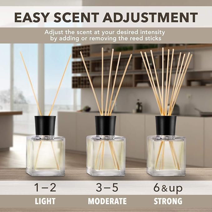 Lemongrass Reed Diffuser w/Natural Essential Lemongrass Oil 17 Fl Oz (500ml) - Intensive - Fresh and Long Lasting Fragrance - Scented Reed Diffuser - Diffuser Gift Set w/Bamboo Sticks - Bloomnest