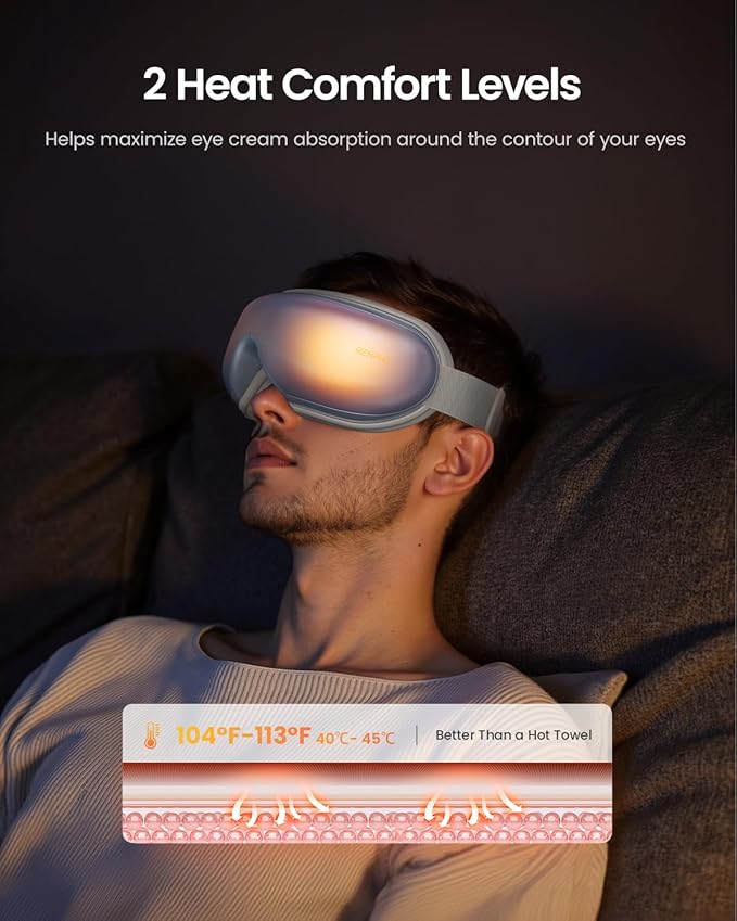 RENPHO Eye Massager with Heat, Birthday Valentines Day Gifts, Migraine Massager with Remote, Compression, Silent Mode, Bluetooth, Heated Sleep Mask for Strain Relief, Stye Eye, Improve Sleep RENPHO