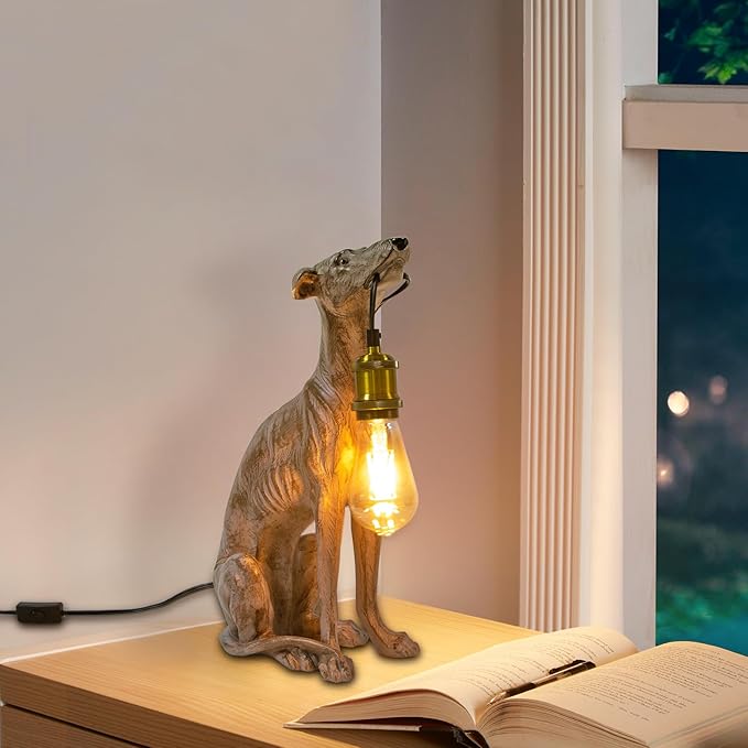 YIYIBYUS Vintage Resin Dog Table, Light Modern Dog Desk, Sitting D-og Floor Lamp, Light Fixture E26 (Not Included) Bedside LED Light for Home Decor,Living Room, Bedroom - Bloomnest