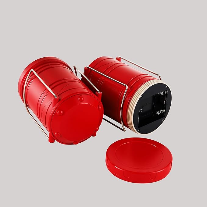 Lichamp LED Camping Lantern, 4 Pack Battery Powered Flashlight for Power Outages, Portable Collapsible Hanging Light Essential for Home, Outdoor, Emergency Lamp Survival Kit Gear for Hurricane, Red - Bloomnest