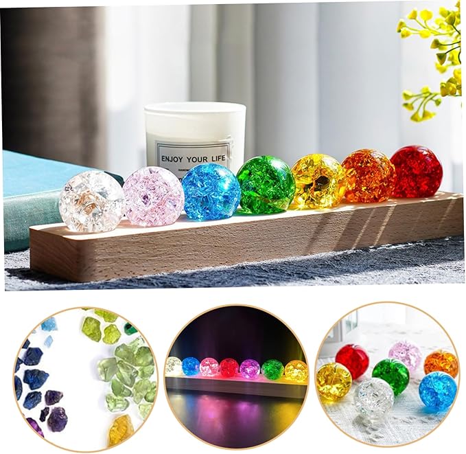 7PCS Crystal Ball 7-Color LED Sphere Light with Wooden Stand, Meditation & Yoga Ambient Glass Lamp for Home, Bedroom & Wellness Decor. - Bloomnest