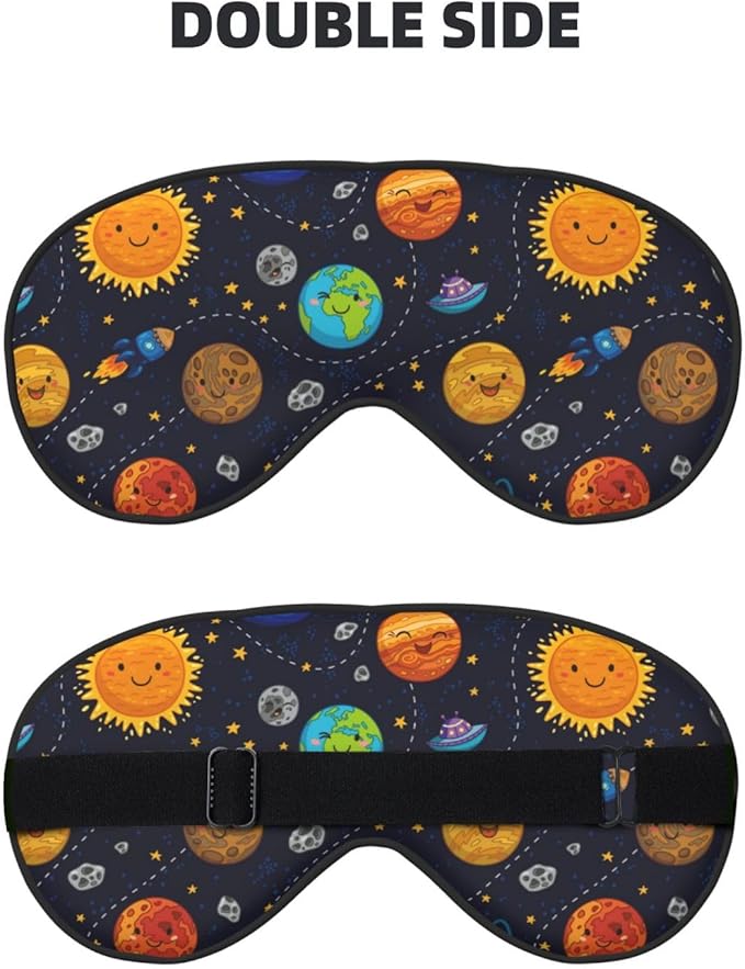 Outer Space Planets and Star Sleeping Eye Mask Stars and Comets Eye Mask for Sleeping Soft Comfort Eye Shade Blackout Eye Cover for Deep Rest Travel Nap Meditation - Bloomnest