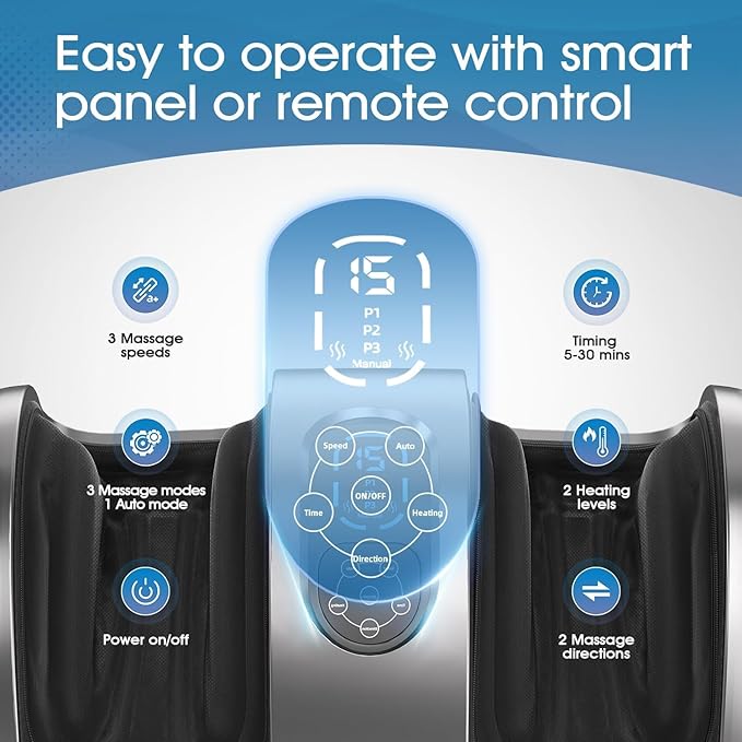 TISSCARE Foot Massager with Heat, Shiatsu Foot Massager for Plantar Fasciitis, Neuropathy, Circulation and Pain Relief, Remote Control, Deep Kneading, Gifts for Women Men Mom Dad - Bloomnest