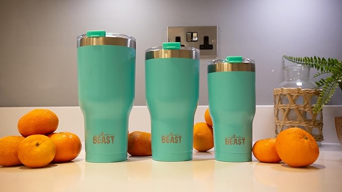 Beast 20 oz Tumbler Stainless Steel Vacuum Insulated Coffee Ice Cup Double Wall Travel Flask (Aquamarine Blue) - Bloomnest