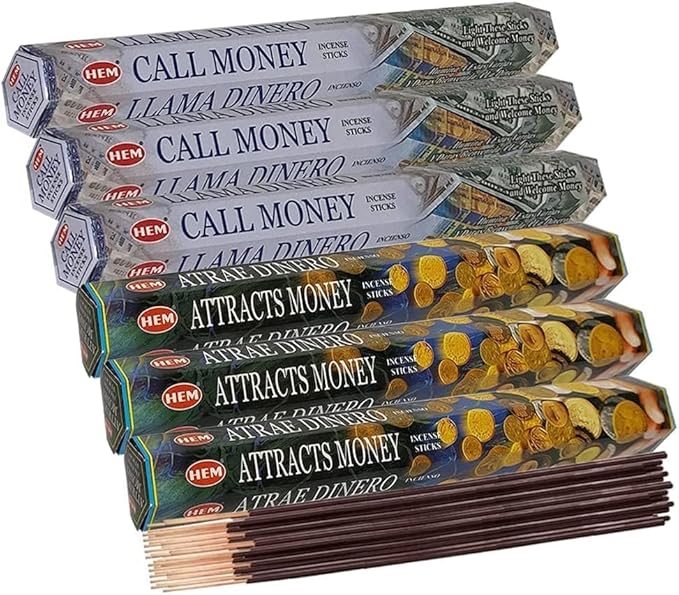 Call Money & Attracts Money Incense Sticks & Holder Bundle Variety Pack from Hem Trumiri Insense Insence