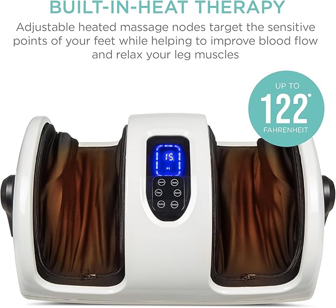 Best Choice Products Heated Shiatsu Foot Massager for Pain Relief, Plantar Fasciitis, Neuropathy, Blood Circulation w/Compact Design - Pearl White - Bloomnest