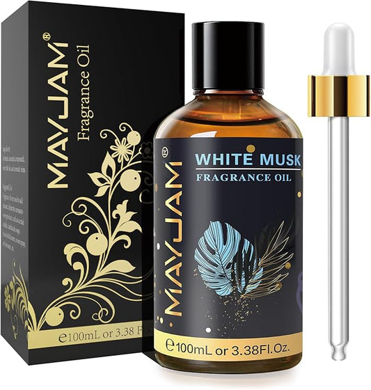 MAYJAM 100ML/3.38FL.OZ White Musk Fragrance Oils with Glass Dropper, Essential Oils for Diffusers for Home, Long Lasting Scented Oils for Diffusers Soap Candle Making - Bloomnest