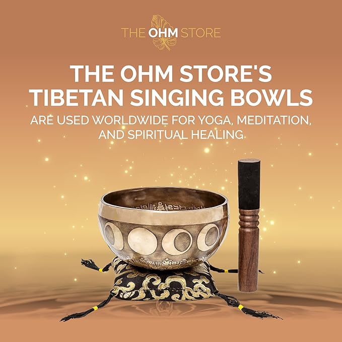 Ancient Design Large Tibetan Singing Bowl Set by Ohm Store — Relaxing Deep Tone Meditation Sound Bowl and Wooden Mallet Handcrafted in Nepal — Inner Space Bowl 6.5 Inch - Bloomnest