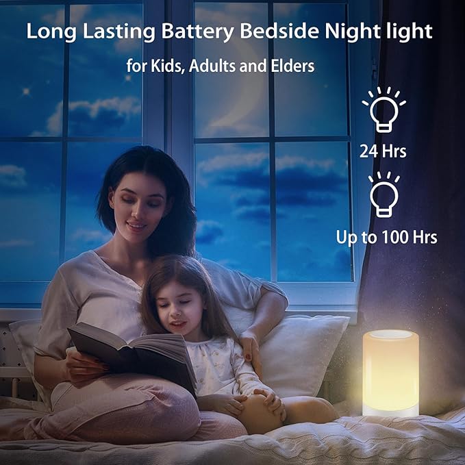 G Keni Nursery Baby Night Light for Kids, Portable LED Touch Night Lamp for Kids and Adult, Breastfeeding, Sleep Aid, USB Rechargeable Nursing Lamp, Bedside Dimmable Warm Night Light (2 Pack) - Bloomnest