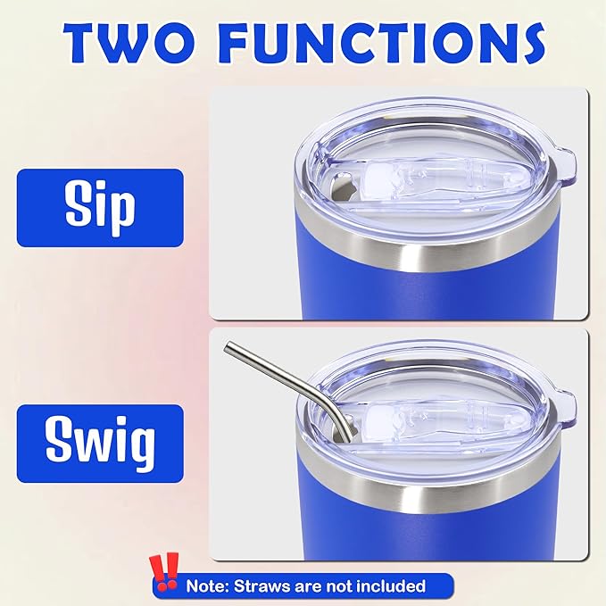 20oz Tumbler Stainless Steel Tumbler Cup with Lid Vacuum Insulated Double Wall Travel Mug, Durable Powder Coated Travel Coffee Tumbler Mug for Hot & Cold Drinks, Dark Blue,4 Pack