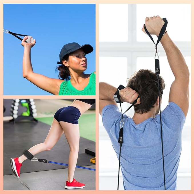 12PCS Baseball Resistance Bands, COITEK Baseball Arm Training Bands Stretching Bands with Interchangeable Grips for Physical Therapy, Muscle Training, Home Workouts - Bloomnest