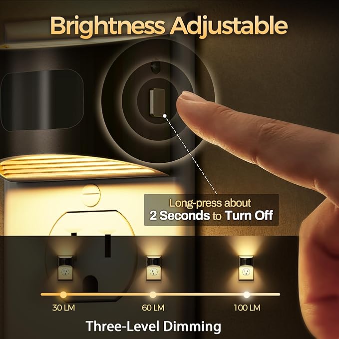 DORESshop LED Night Light[2 Pack], Night Lights Plug into Wall, 3 Mode Plug in Night Light with Motion Sensor, Dusk to Dawn Sensor, Nightlights for Adults, Bedroom, Bathroom, Hallway - Bloomnest