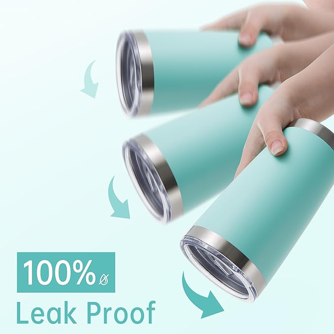 20 oz Tumbler Stainless Steel Tumblers with Lid Double Wall Vacuum Insulated Coffee Mug 20oz Powder Coated Cup for Hot and Cold Drinks, Turquoise, 1 pack - Bloomnest