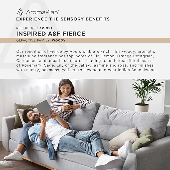 AromaPlan Hotel Scents Inspired by A+F Fierce 16 Fl Oz (473ml), Home Luxury Aroma & Hotel Diffuser Oil- Hotel Diffuser Oil for Aromatherapy- USA Made, Bigger Bottle, Bolder Aroma & Longer Lasting - Bloomnest