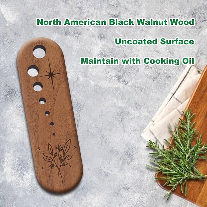 Herb Stripper Vegetable Leaf Herb Stripper Chopper Tool Handmade Wood 7 Hole Sizes Durable & Elegant Kitchen Tool with Storage Case Ideal Gift for Cooks - Black Walnut - Bloomnest
