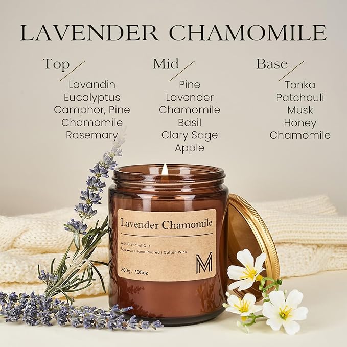 M&SENSE Lavender Chamomile Home Scented Candle for Relaxation, Gifting, Spa | 7.05oz Candle Gift for Birthday Housewarming Mother's Valentine Day - Bloomnest