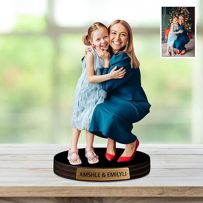 Personalized Photorealistic Rendering Family-Themed Figurines Cartoon Photo Style Desk Decor Plaque Figurine, Custom Cartoon Photo Picture Portrait Frame Sculpture Desk Sign Decoration Gift for family - Bloomnest
