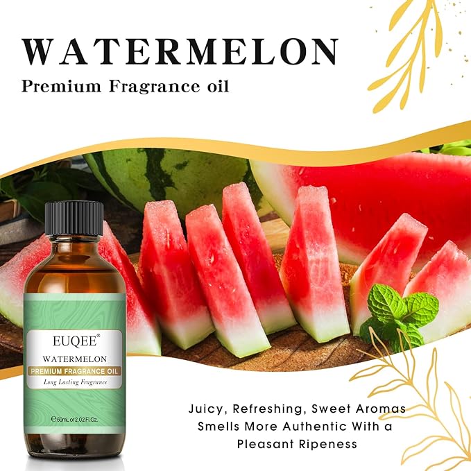 EUQEE 2.02 FL.OZ Watermelon Fragrance Oils, Essential Oils for Diffuser, Candle Making, DIY Soap with Glass Dropper - 60ML - Bloomnest