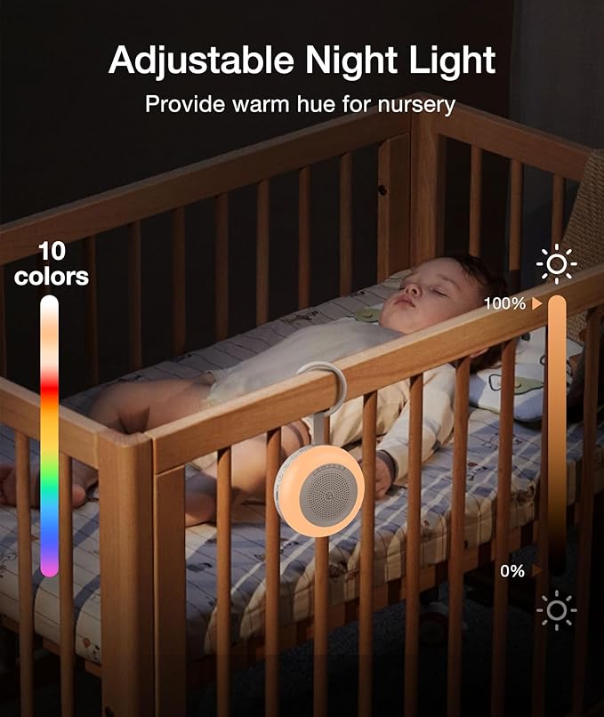 Portable Sound Machine for Baby,LEICEX White Noise Machine,33 Soothing Sound 10 Colors Night Light Sleep Machine for Baby Kids,Timer and Memory, Travel Sound Machine for Sleep Office Privacy Travel - Bloomnest