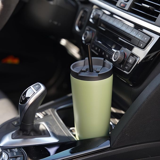 30 OZ Insulated Tumbler with Lid and 2 Straws Stainless Steel Water Bottle Vacuum Travel Mug Coffee Cup,ArmyGreen - Bloomnest