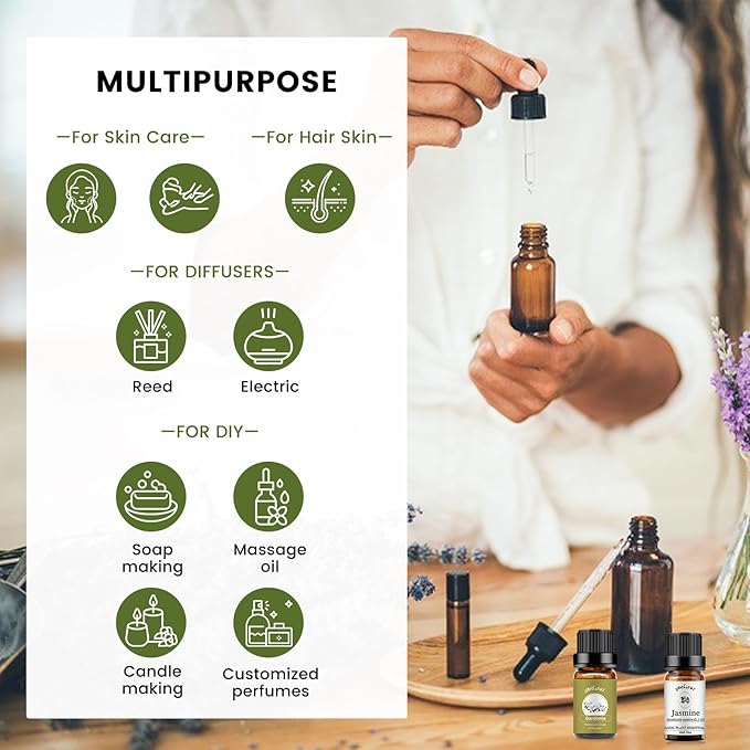 yethious Jasmine Gardenia Essential Oil Set 100% Pure Gardenia Fragance Oil Jasmine Aromatherapy Oils for Diffuser - 2 Pack 10ML - Bloomnest