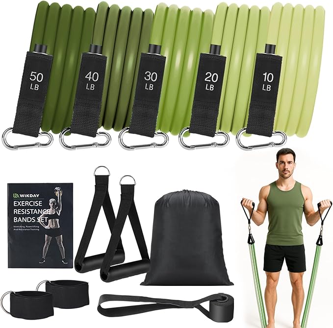 Exercise Resistance Bands with Handles for Working Out, 150/200/250/300 lbs Workout Bands Set with Door Anchor for Physical Therapy, Yoga, Pilates - Bloomnest