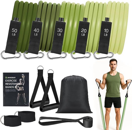Exercise Resistance Bands with Handles for Working Out, 150/200/250/300 lbs Workout Bands Set with Door Anchor for Physical Therapy, Yoga, Pilates - Bloomnest