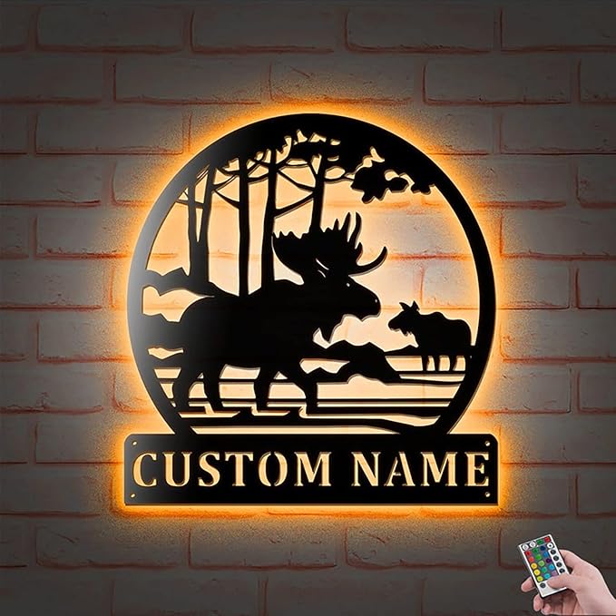 Lovely POD Personalized Hunting Metal sign, Hunting Art, Custom Hunitng And Fishing Metal Wall Art With Led Light Personalized Hunter Name Metal Wall Decor Deer Hunting Decoration Hanging for Home5 - Bloomnest