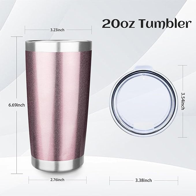StarSpeed 20oz Tumbler Bulk with Lid, Stainless Steel Insulated Tumblers Double Wall Vacuum Insulated Travel Mug, Powder Coated Coffee Cups for Hot and Cold Drinks(Rose Gold,6) - Bloomnest