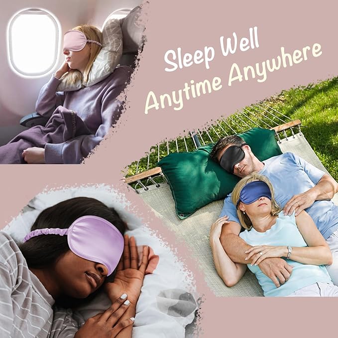 LULUSILK 100% Mulberry Silk Sleep Mask, Lavender Silk Eye Cover for Sleeping, Pack of 1 - Bloomnest