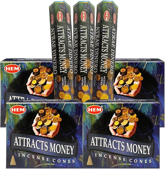 Attracts Money Incense Sticks and Cone Incense Holder Variety Pack Bundle insence insense insienso TRUMIRI