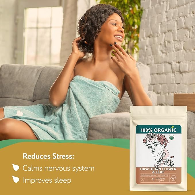 Hawthorn Leaf & Flower Tea Organic (4oz.) - Loose Hawthorne Tea for Blood Pressure Balance, Cardiovascular Health, Heart Support - Espino Blanco Hoja - Bloomnest