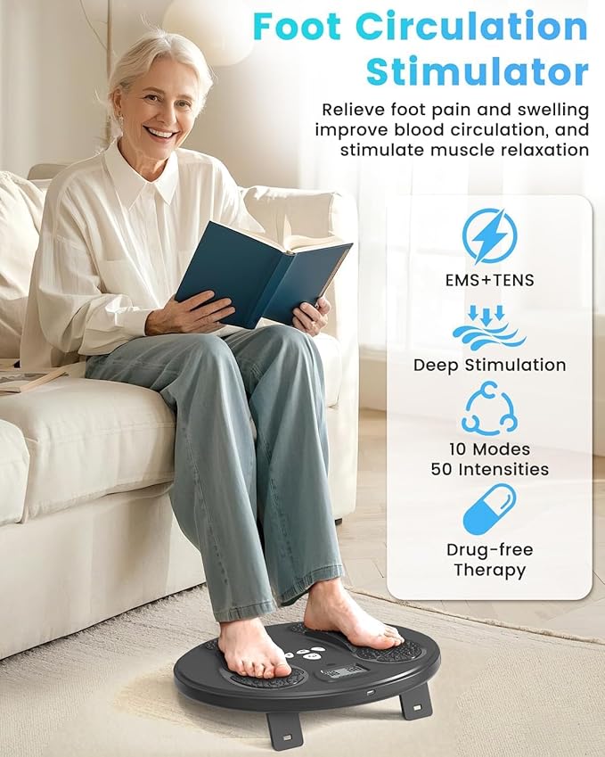 EMS Foot Massager for Neuropathy Foot Massager for Circulation and Pain Relief with TENS Unit Muscle Stimulator for Feet Body, Rechargeable Feet Massager,Health Expert Electronic Stimulator - Bloomnest